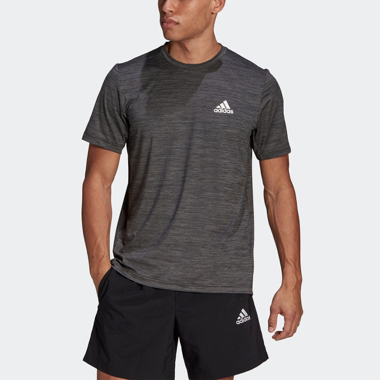 adidas M Ht El Tee Training Sports Round Neck Short Sleeve Metallic Black GM2074