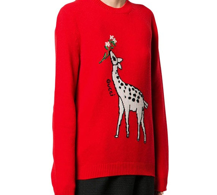 (WMNS) Gucci Deer Logo Wool Red 579950-XKAWE-6397