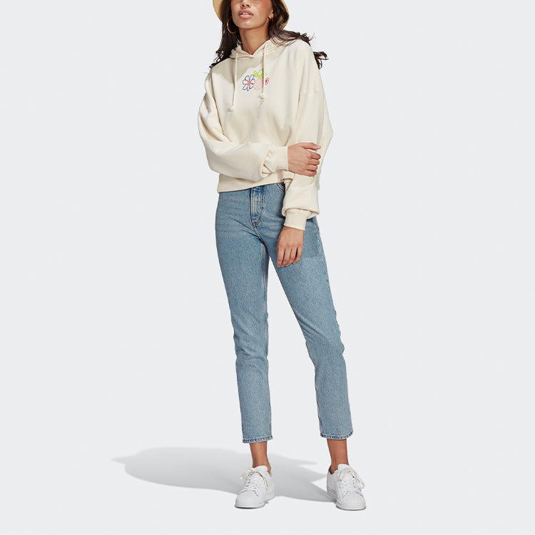 (WMNS) adidas originals Hoodie Short Sports Pullover Hoodie 'Creamy White' GP3495