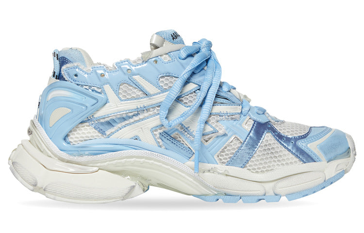 (WMNS) Balenciaga Runner Sneakers 'White Baby Blue Mesh and Nylon' 677402W3RB29744