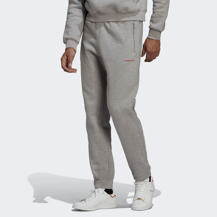 Men's adidas originals Solid Color Logo Straight Athleisure Casual Sports Long Pants/Trousers Gray HF4894