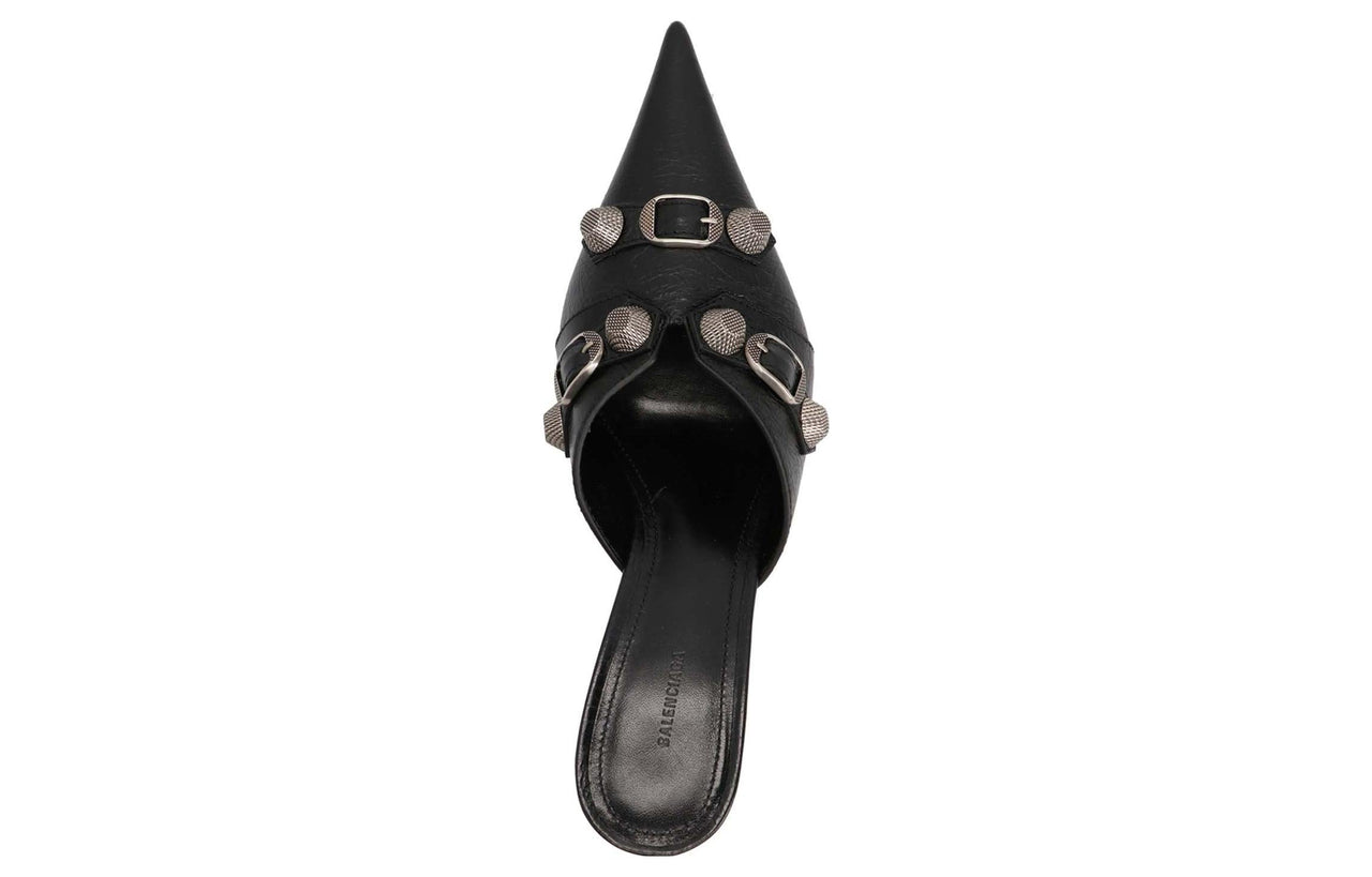 (WMNS) Balenciaga Cagole 80mm mules 'Black' 714253WAD4E1081