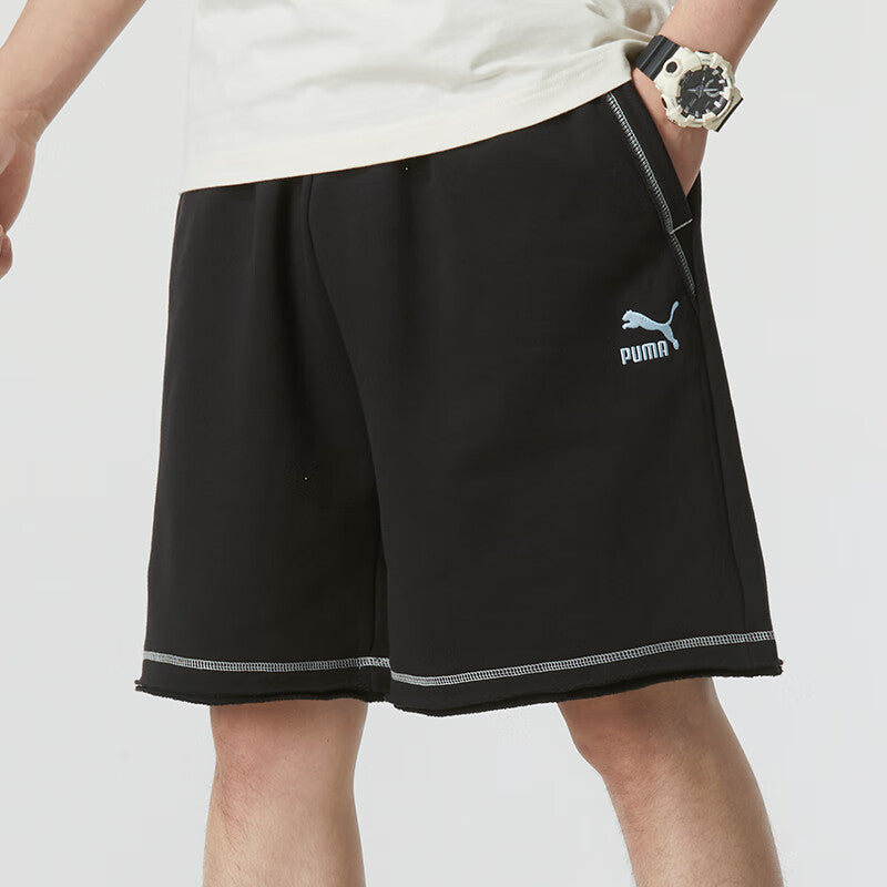 PUMA Logo Shorts 'Black with White Stitching' 626861-01