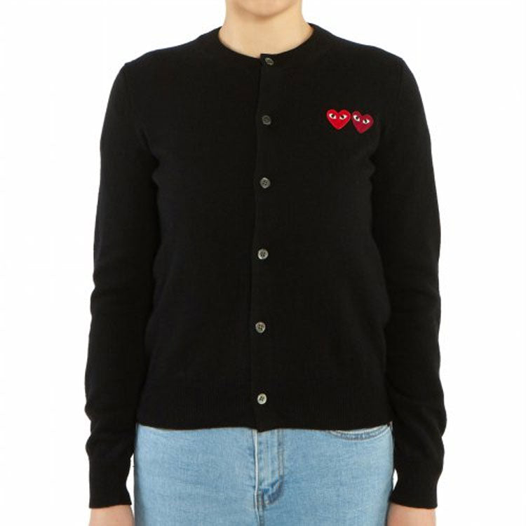 (WMNS) COMME des GARCONS PLAY Cardigan With Double Emblems 'Black' AZ-N057-051-1