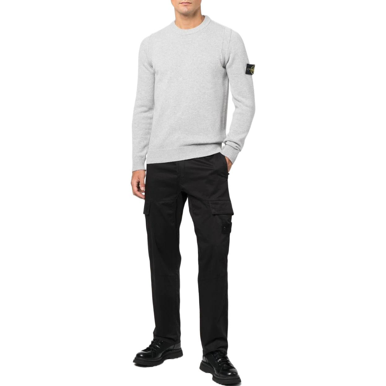 STONE ISLAND Lambswool Crew Neck Knit 'Pearly Grey' 7715508A3-V0061
