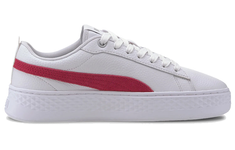 (WMNS) PUMA Smash Platform Leather 'White Bright Rose' 366487-20