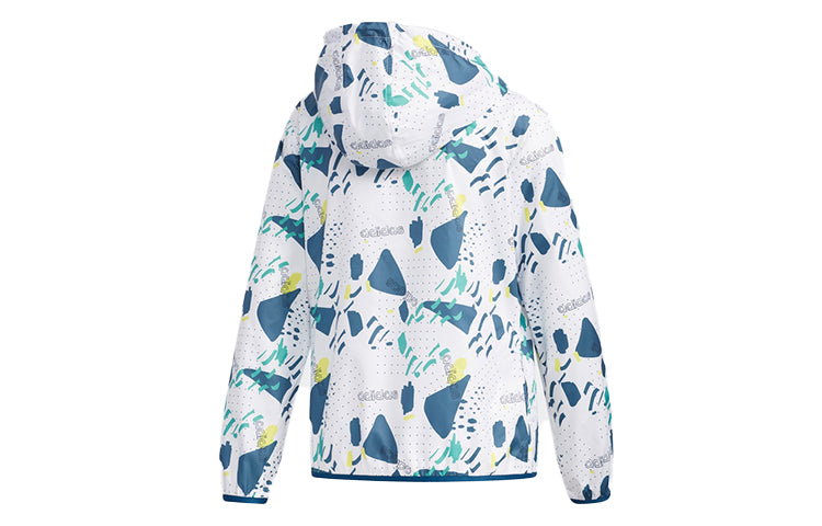 (WMNS) adidas neo Printing Hooded Jacket White DW7778