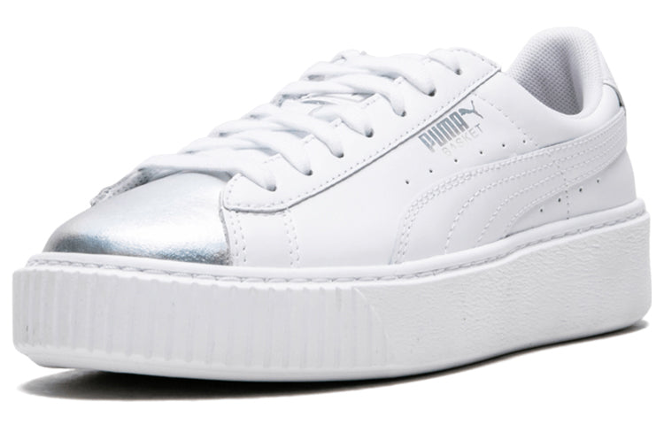 (WMNS) PUMA Suede Platform White/Silver 364525-01