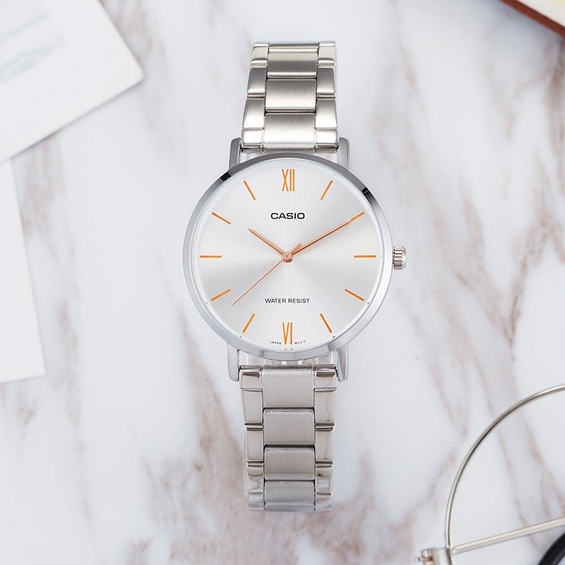 CASIO Quartz Waterproof Silver Analog LTP-VT01D-7B
