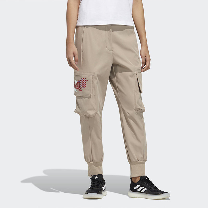 (WMNS) adidas Side Pocket Bundle Feet Woven Sports Pants 'Khaki' GP0612