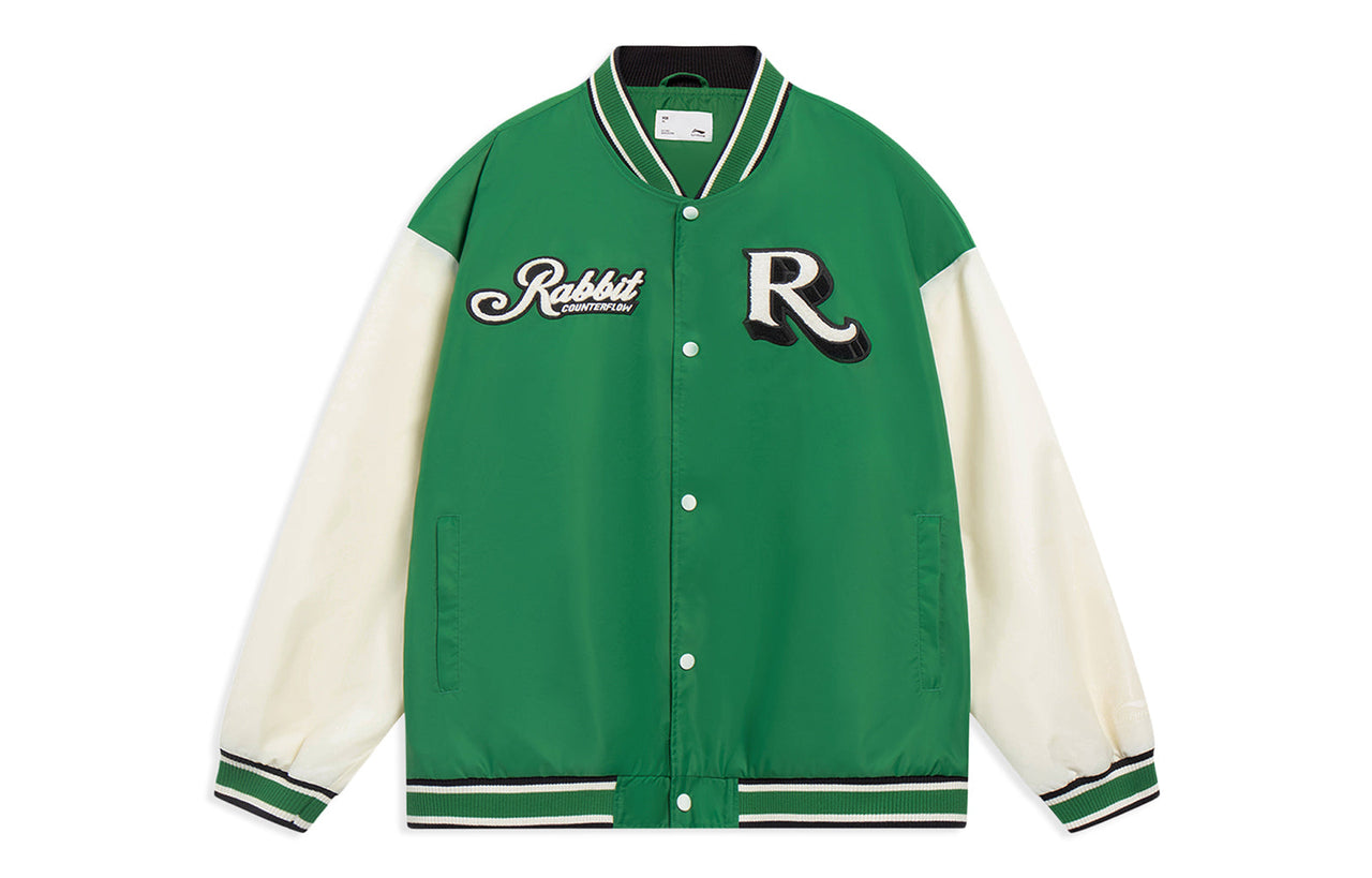Li-Ning Rabbit Counterflow Graphic Baseball Jacket 'Green Beige' AJDT491-1