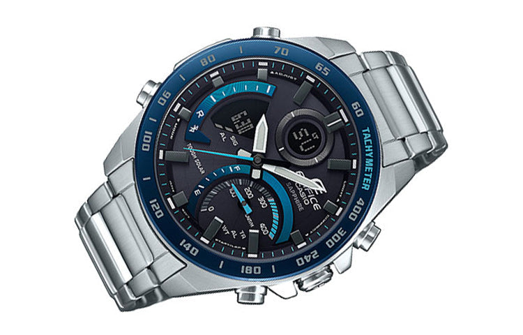 CASIO Waterproof EDIFICE Sapphire Crystal Mens Silver Analog/Digital Combo ECB-900DB-1B