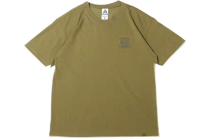 Men's Nike ACG Solid Color Alphabet Logo Printing Casual Round Neck Short Sleeve Green T-Shirt DR7758-378