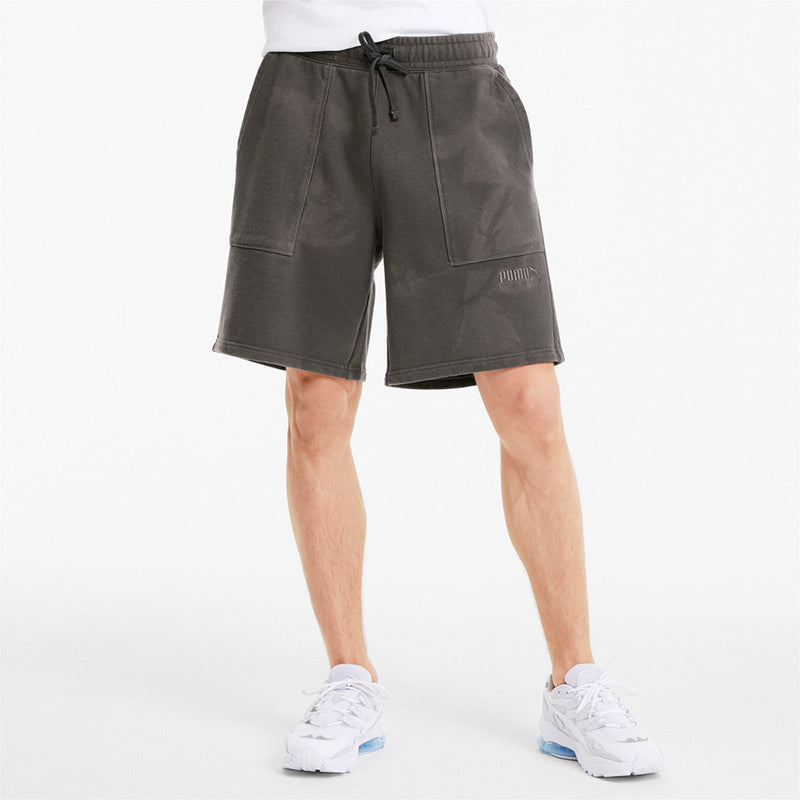 PUMA Solid Color Drawstring Casual Shorts Gray 598524-45