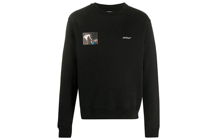 Off-White FW20 Caravaggio Angel Printing Sweater Men Black OMBA025E20FLE0051010