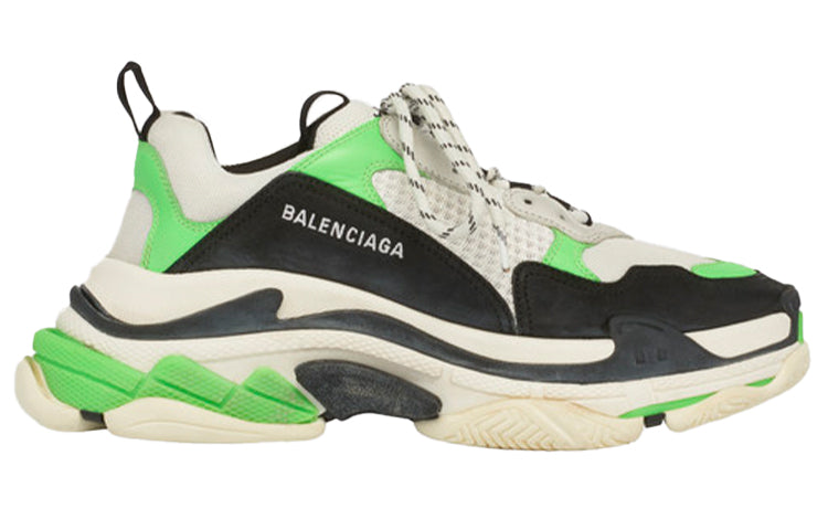 حذاء رياضي Balenciaga Triple S باللون الأبيض والأخضر الفلورسنتي 536737W09O69063