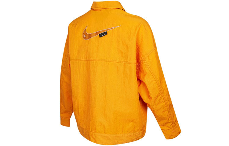 (WMNS) Nike Sportswear Swoosh Back Logo Printing Woven Jacket Yellow DM6204-738