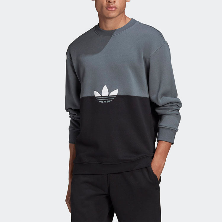 adidas originals Athleisure Casual Sports Round Neck Pullover Black Blue Colorblock GN3439