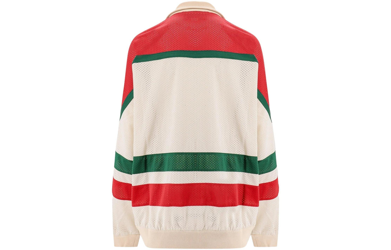 Gucci Mesh Fabric Zip Jacket 'Off White Red' 737369-XJFFK-9212