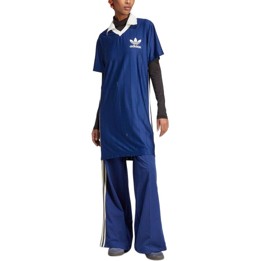 (WMNS) adidas Originals Knit Collar Short Sleeve Dress Asia Sizing 'Dark Blue' IR7467