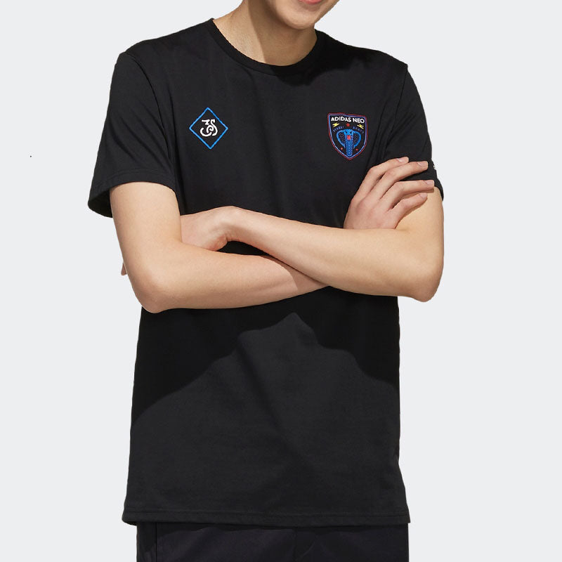adidas neo Fav Art Snk Funny Printing Sports Round Neck Short Sleeve Black EI4529