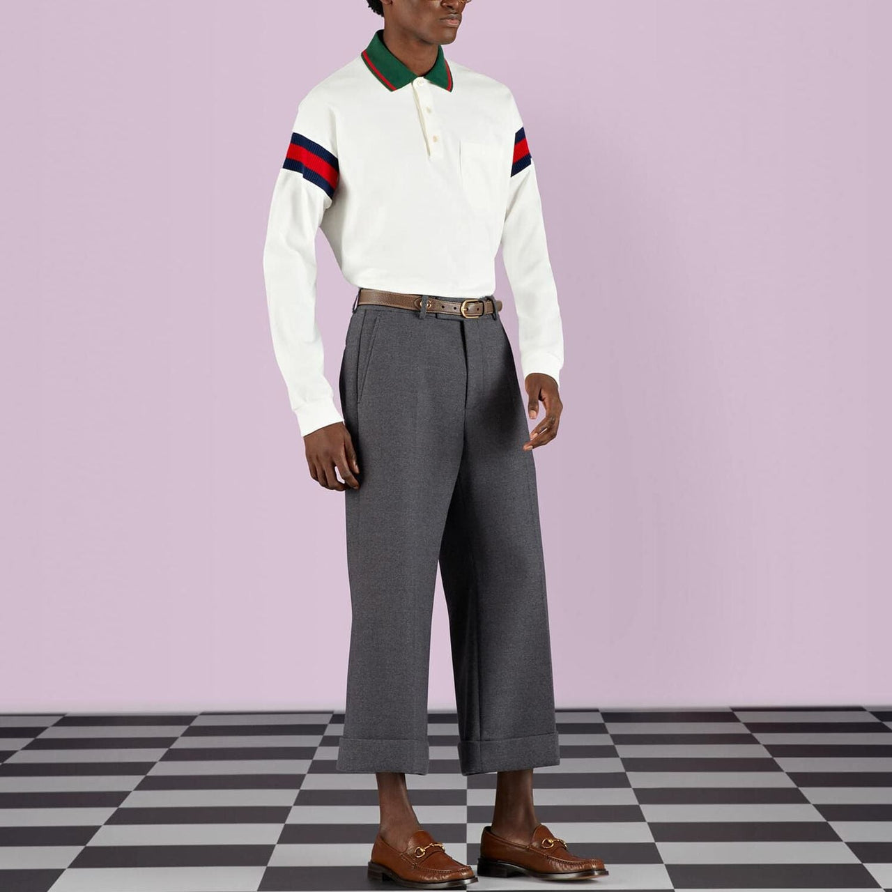 Gucci Cotton Jersey Polo Shirt With Web 'White' 715268-XJETR-9088