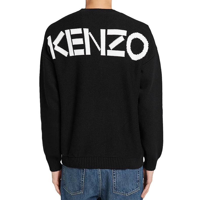 Men's KENZO Solid Color Round Neck Long Sleeves Pullover Black F965PU2043BA-99