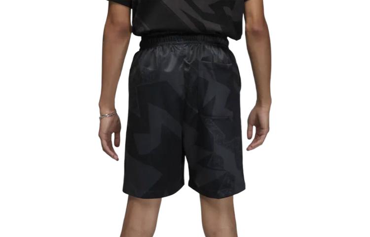 Air Jordan Drawstring Lacing Elastic Waistband Casual Straight Shorts Men's Black DQ7353-045