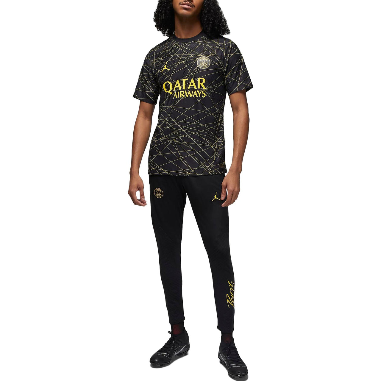 Air Jordan x Paris Saint-Germain 2022/23 Match Fourth Dri-FIT ADV Soccer Jersey 'Black Yellow' DR3797-010