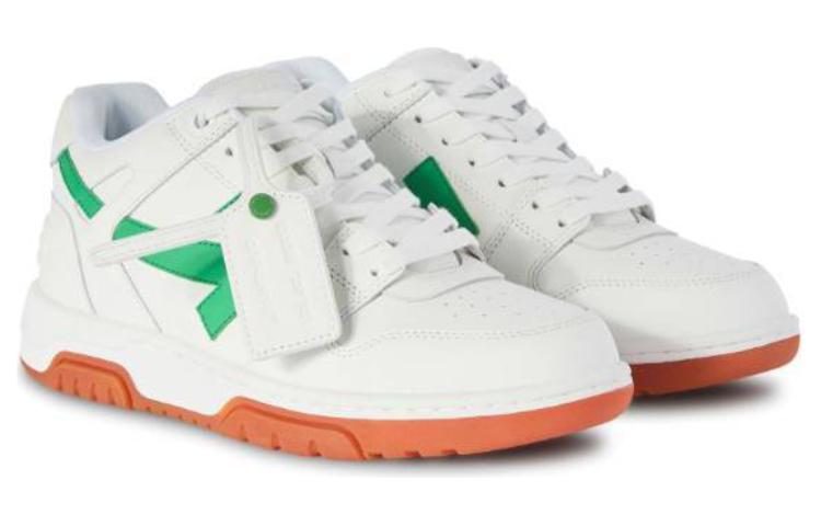 Off-White Out Of Office Leather Sneakers 'White Bright Green Rrick Red' OMIA189S24LEA0010155
