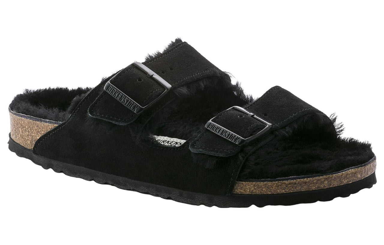 Birkenstock Arizona Shearling Suede Leather Narrow Fit 'Black' 0752663