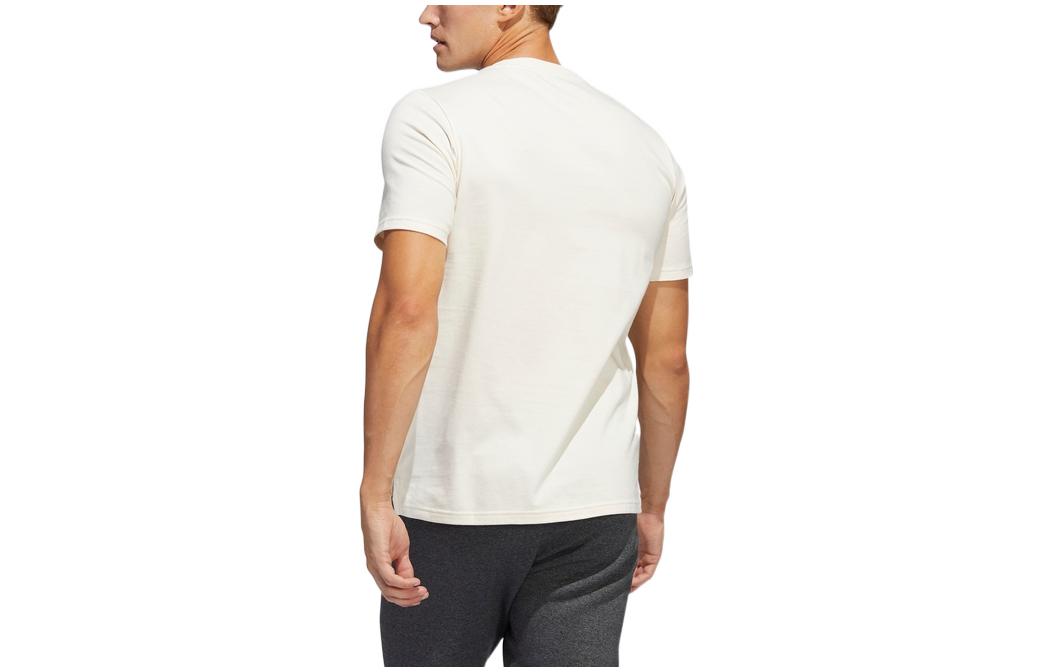 Men's adidas Logo Pattern Printing Round Neck Casual Short Sleeve White T-Shirt HE2309