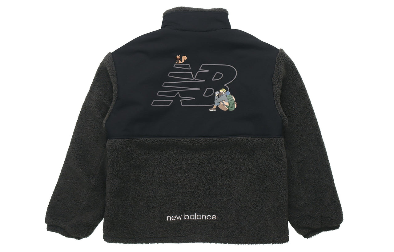New Balance x JHI Crossover Stay Warm Splicing Lamb's Wool Reversible Stand Collar Jacket Black NQA89013-BK