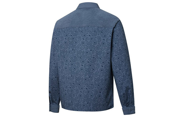 PUMA Paisley Woven Shirt cashew Pattern Multiple Pockets Jacket Blue 534978-64