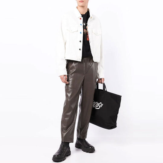 Off-White FW21 Solid Color Button Straight Denim Jacket Version White OMYE075F21DEN0020125