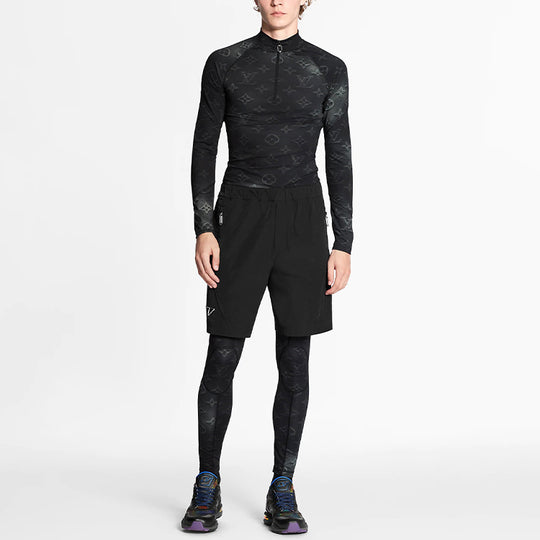 LOUIS VUITTON LV SS21 2054 Series Technical Print Half Zipper Long Sleeve For Men Black 1A8H7D