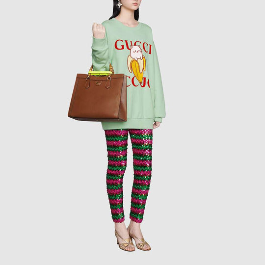 Gucci x Bananya Crossover SS21 Kitten Round Neck Cartoon Long Sleeves Green 617964-XJDGS-3614