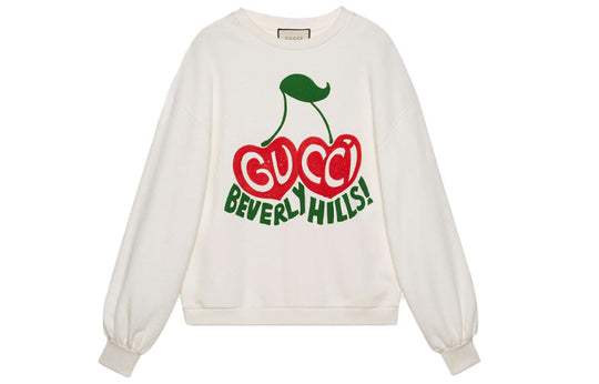 (WMNS) Gucci Beverly Hills Cherry Printed Loose Long Sleeve White 631695-XJCRT-9095