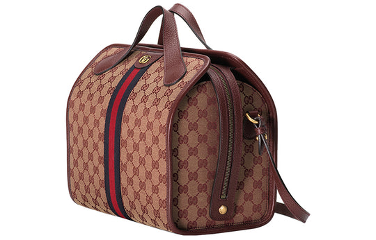 (WMNS) Gucci Logo Stripe Webbing Canvas Large Capacity travel handbag Unisex / Red Classic 565224-9Y9MT-9864