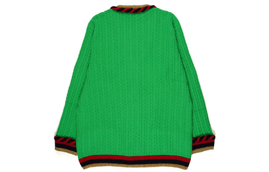 (WMNS) Gucci Stripe Splicing Loose Knit Cardigan Green 526698-X9W62-3863