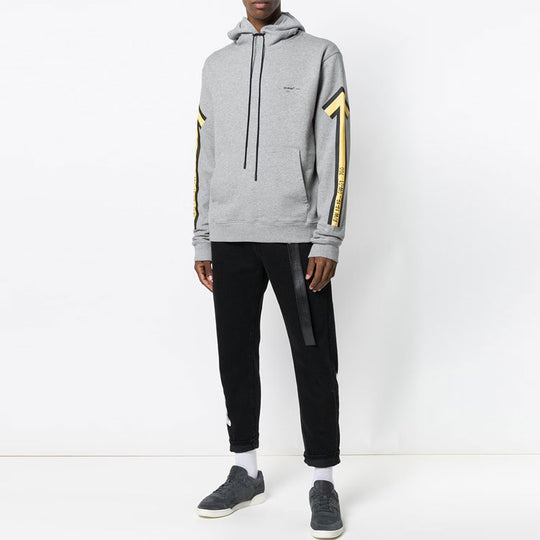 Off-White Fw18 Arrows Normal Fit Hooded Sweater 'Grey Yellow' OMBB034E181920250760