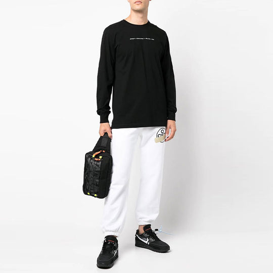 Off-White Cotton Arrow Logo Printing Round Neck Long Sleeves Black OMAB001F21JER0021084