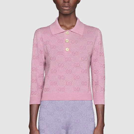 (WMNS) Gucci SS20 GG Shiny Wool Short Polo Shirt For Pink 599273-XKA5X-5152