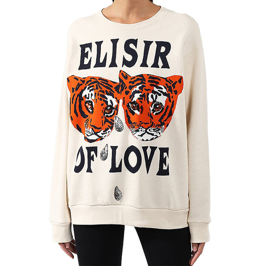 (WMNS) Gucci Cotton Tiger Printed Loose Sweatshirt White 469250-XJBI5-9381