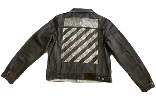 Off-White Alphabet Patterned Turn Down Collar Denim Jacket 'Grey' OMYE079C99DEN0044001SD