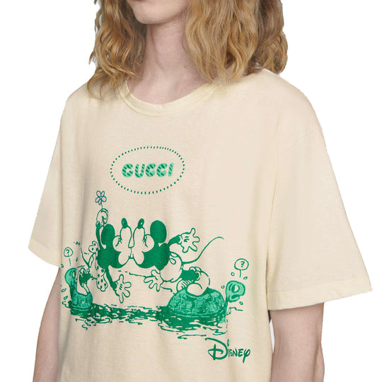 Gucci x Disney Mickey Minnie Cartoon Pattern Letter Short-Sleeved For Men White 604176-XJB6U-9901