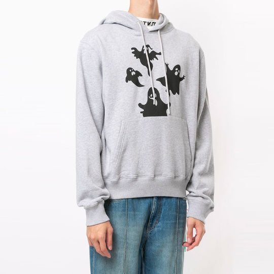 Men's Off-White Devil Printing Hooded Long Sleeves Gray OMBB034E20FLE0060810