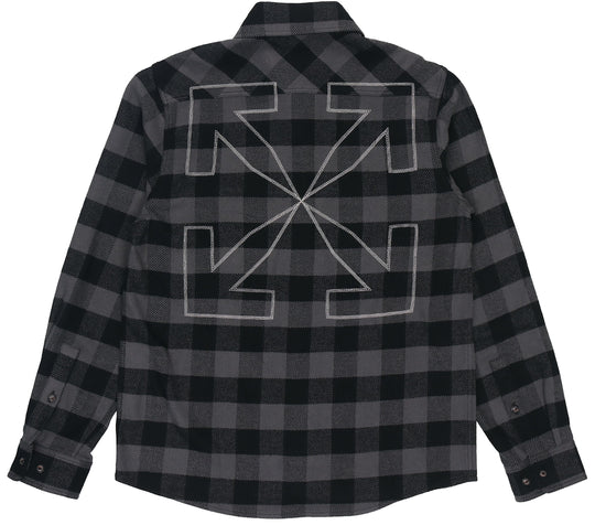 Off-White Arrow flannel Plaid Long Sleeves Shirt Version Black OMGA133F21FAB0010501