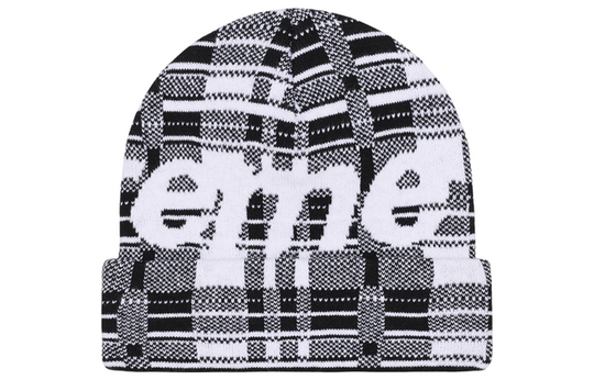 Supreme Big Logo Beanie 'White Plaid' SUP-FW23-2439