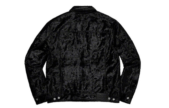 Supreme SS19 Fuzzy Pile Trucker Jacket Black SUP-SS19-166